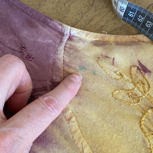 Vintage Flower Brand Yellow and Purple Tie Dye Tunic Dress with Waist Ties - Picture 13 of 13